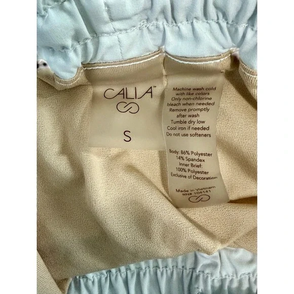 CALIA Womens Smocked Waist Running Shorts Tan Perforated Zipper Pocket Small - Picture 3 of 3